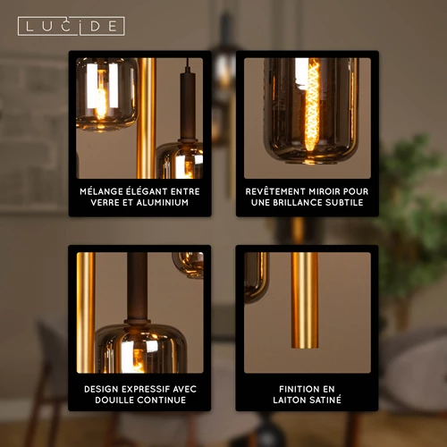 Lucide JOANET - Suspension - Ø 65 cm - 4xE27 - Laiton - USP